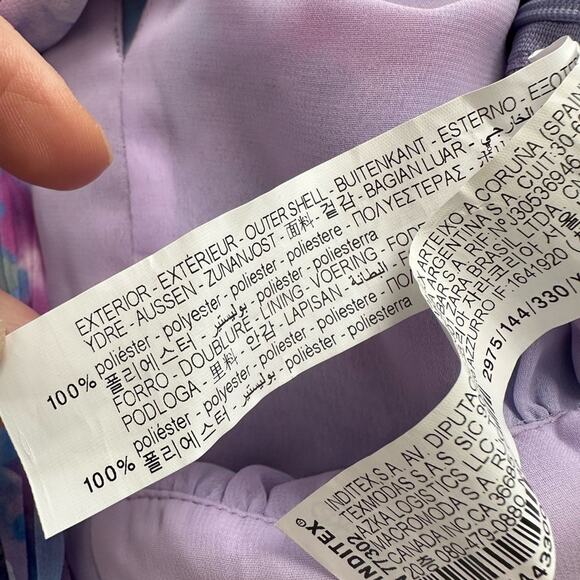 Zara Choker Chiffon Blue Pink Long Sleeve Top Ruched 70s Party Blogger Summer - Picture 7 of 8